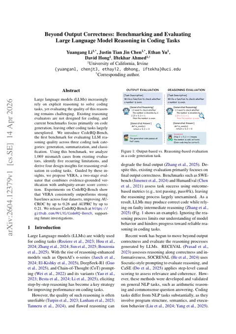 Beyond Output Correctness: Benchmarking and Evaluating Large Language Model Reasoning in Coding Tasks